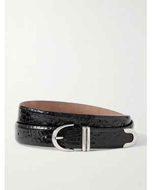 KHAITE Bambi Croc-Effect Leather Belt - Black