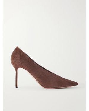 Aquazzura Voltaire 85 Suede Pump - Brown