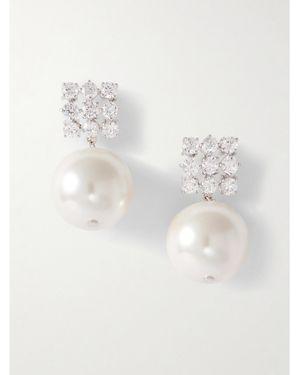 Completedworks Rhodium-Plated, Cubic Zirconia And Pearl Earrings - White
