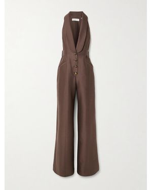 Zimmermann Alchemy Buckled Wool And Silk-Blend Halterneck Jumpsuit - Natural