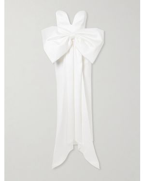 The New Arrivals Ilkyaz Ozel Peggy Strapless Bow-Detailed Satin Gown - White