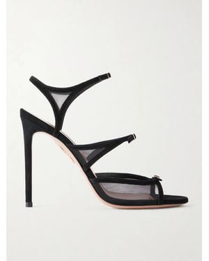 Aquazzura Jalila 105 Suede And Mesh Sandals - White