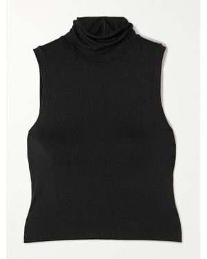ÉTERNE Harlow Stretch-Modal Jersey Turtleneck Tank - Black