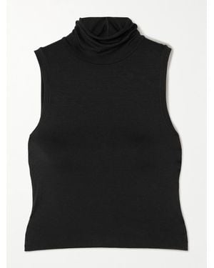 ÉTERNE Harlow Stretch-Modal Jersey Turtleneck Tank - Black