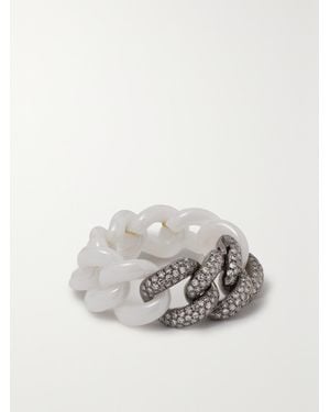 SHAY Ceramic, 18-Karat Blackened And Diamond Ring - Grey