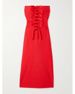 Coperni Strapless Knotted Cutout Stretch-Jersey Midi Dress - Red
