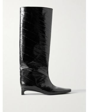 Loulou de Saison Joan Eel-Effect Patent Leather Knee Boots - Black
