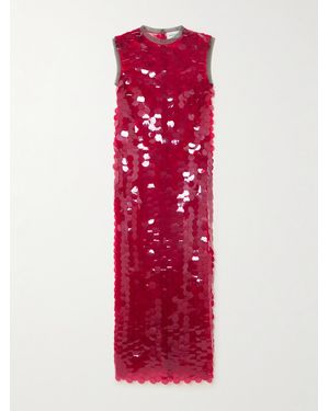 16Arlington Tovia Sequined Stretch-Tulle Midi Dress - Red