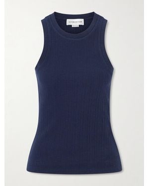 Victoria Beckham Tanktop Aus Gerippter Stretch-Biobaumwolle - Blau