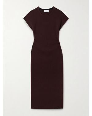 La Ligne Ruched Merino Wool Midi Dress - Purple