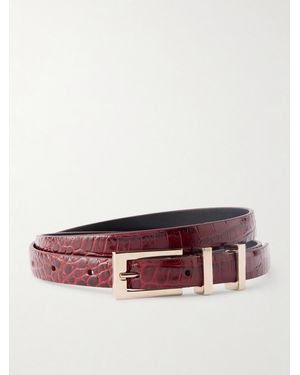 Tom Ford Croc-Effect Patent-Leather Belt - Red