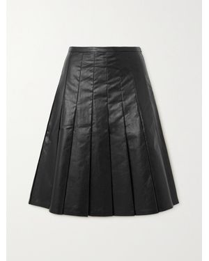 Kassl Pleated Coated Cotton-Blend Skirt - Black
