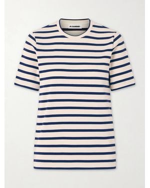 Jil Sander Striped Cotton T-Shirt - Blue