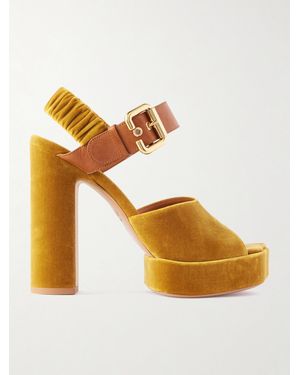 Chloé Paddington Plateausandalen Aus Samt Mit Lederbesätzen - Mettallic