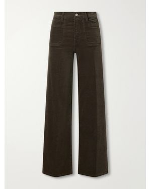 FRAME Le Slim Palazzo Modernist Cotton-Blend Corduroy Wide-Leg Trousers - Green