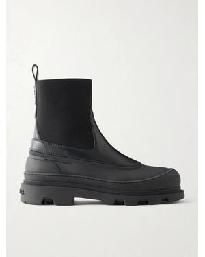 Moncler Vera Edge Rubber-Trimmed Leather Ankle Boots - Black