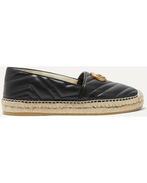 Gucci Pilar Ballet Quilted Leather Flatform Espadrilles - Black