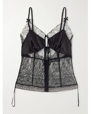 Dolce & Gabbana Bow-Detailed Satin-Trimmed Lace Cami - Black