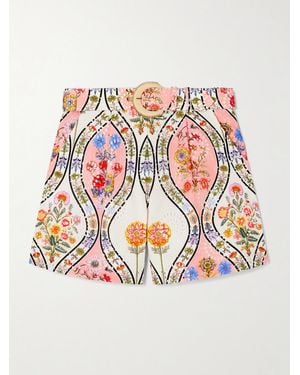 Borgo De Nor Gwen Belted Printed Broderie Anglaise Cotton Shorts - White