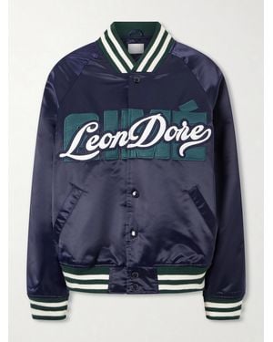 Aimé Leon Dore Logo-Embroidered Satin Padded Varsity Jacket - Blue