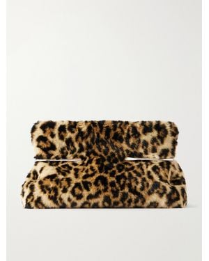Givenchy Pinch Leopard-Print Shearling Clutch - Metallic