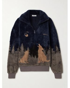 Bally Printed Fleece Half-Zip Jacket - Blue