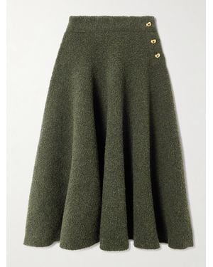 Bottega Veneta Wool-Blend Bouclé Midi Skirt - Green