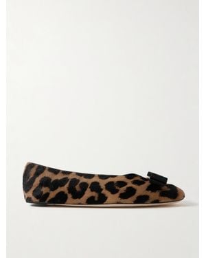 Ferragamo Vanna Ballerinas Aus Kalbshaar Mit Leopardenprint - Weiß