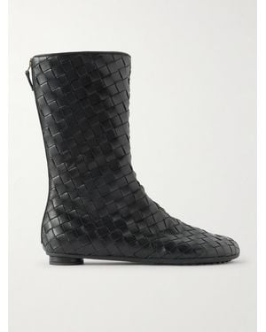 Bottega Veneta Atomic Stiefel Aus Intrecciato-Leder - Schwarz