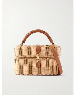 Saint Laurent Gaby Vanity Schultertasche Aus Korbgeflecht Mit Lederbesätzen - Braun