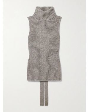 Proenza Schouler Ember Tie-Detailed Ribbed Wool Turtleneck Vest - Grey