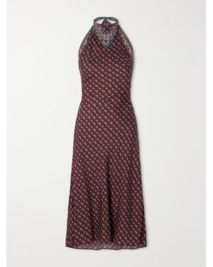 Doen Zilda Printed Halterneck Silk-Blend Midi Dress - Purple