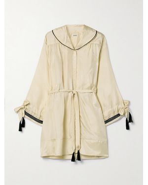 Bode Boater Belted Silk-Satin Mini Dress - Natural