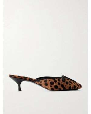 Herbert Levine 24/7 50 Bow-Detailed Leopard-Print Pony Hair Court Shoes - White