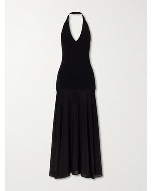 St. Agni Circle Mesh And Crepe Maxi Dress - Black
