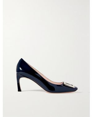 Roger Vivier Belle Vivier Trompette 70 Buckled Patent-Leather Court Shoes - Blue