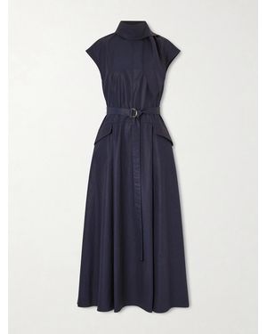 Adam Lippes Akane Belted Tie-Detailed Cotton-Poplin Maxi Dress - Blue