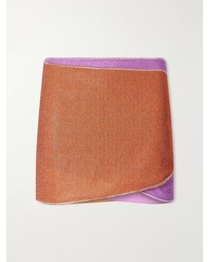 Oséree Lumière Double Metallic Lurex Mini Skirt - Pink