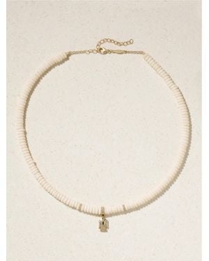 Jacquie Aiche Thunderbird 14-Karat, Bone, Diamond And Emerald Necklace - Natural