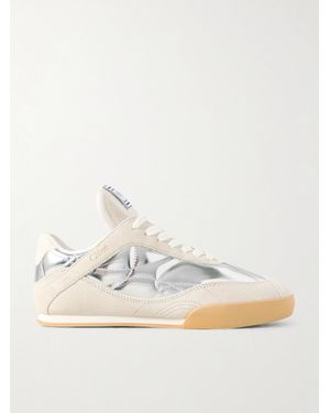 Chloé Kick Suede And Metallic Leather Trainers - Natural