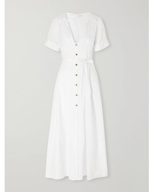 Violante Nessi Abramovic Gathered Cotton-Blend Poplin Midi Dress - White