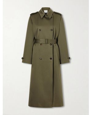 Veronica de Piante Amara Double-Breasted Belted Cotton Trench Coat - Green