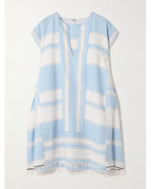 lemlem Elina Kaftan Aus Einer Baumwollmischung Mit Streifen Und Fransen - Blau