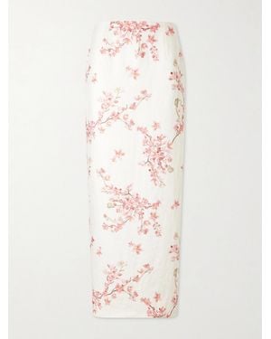 Agua Bendita Lirica Cauca Floral-Print Linen Maxi Skirt - Natural