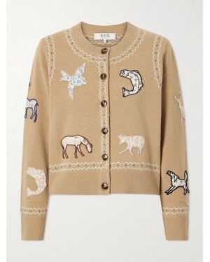 Sea Winslow Appliquéd Wool Cardigan - Natural
