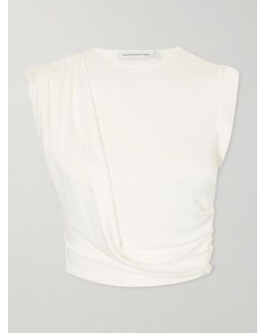 Christopher Esber Verve Twisted Gathered Ribbed-Knit Jersey T-Shirt - White