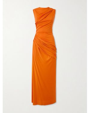 McQueen Maxikleid Aus Seiden-Jersey Mit Drapierungen - Orange