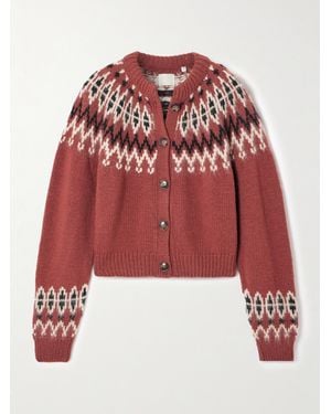 Doen Cardigan En Laine Mélangée Jacquard Clarke - Rouge