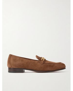 Tom Ford Embellished Suede Loafers - Brown