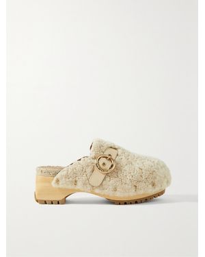 See By Chloé Viviane Buckled Shearling Clogs - Natural
